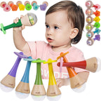 Classic World - rammelaar 2 in 1 houten regenboog maracas instrument 1 st. - uni