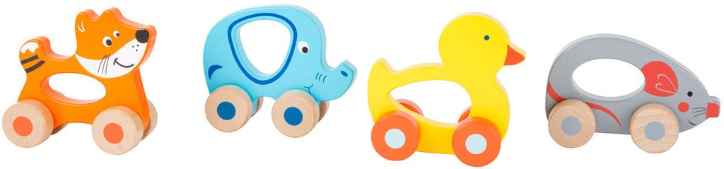 Small foot - houten duwfiguur dier op wielen
