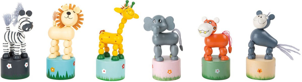Small foot - houten drukfiguur wilde dieren, set van 6