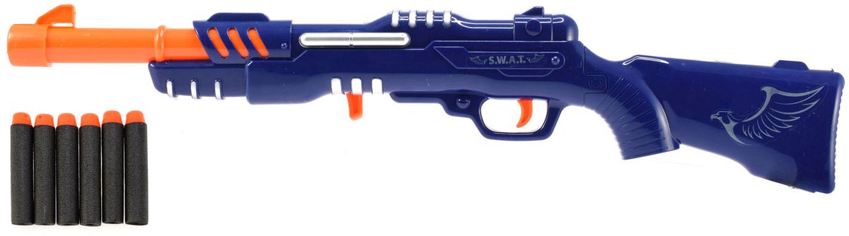 Toi-toys politie geweer blauw met 6 foampijlen