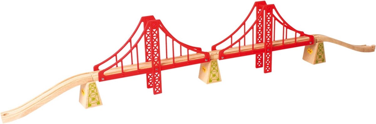 BIGJIGS - BIGJIGS Houten rails - dubbele hangbrug 7dlg.