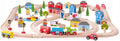 Bigjigs houten treinbaan en autobaan set - 91 delen