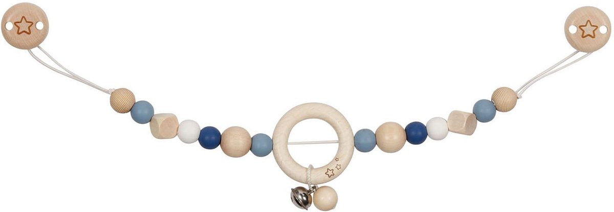 Goki houten wandelwagenketting ster blauw met clips