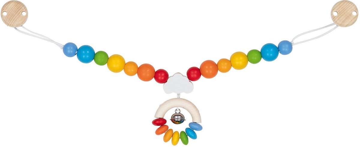 Goki - houten wandelwagenketting regenboog met clips