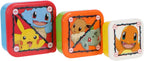 Stor - Stor Pokémon 3-in-1 snackdoosjes - 3 formaten - vierkant - sluit goed af - lunchboxen voor kinderen - los deksel - geschikt voor koekjes fruit en snacks - blauw/geel/groen