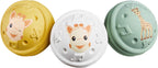 Sophie De Giraf - Sophie De Giraf muzikale speelballen - 5-senses collectie - speelgoedbal - babyspeelgoed - 100% natuurlijk rubber - ok-biobased - vanaf 3 maanden - geel/wit/groen - 3 stuks