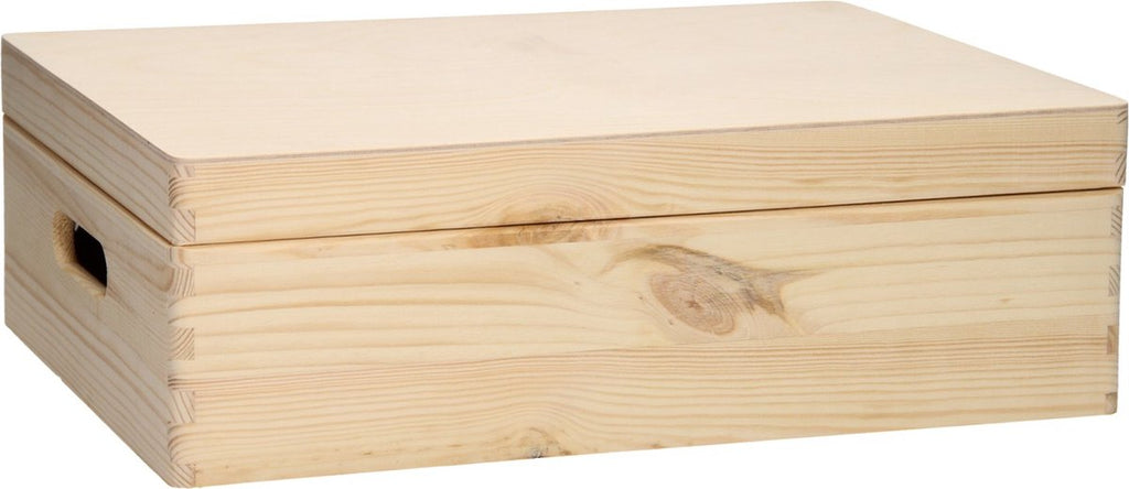 Playwood opbergkist grenen speelgoedkist met klepdeksel naturel.