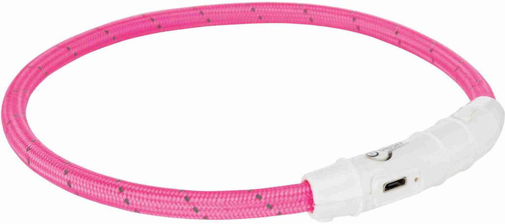 Trixie - lichtgevende halsband hond flash usb tpu / nylon roze