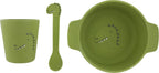 Trixie siliconen baby eetset mr. dino - perfect kraamcadeau - babyshower gift - set met lepel, beker en kom.