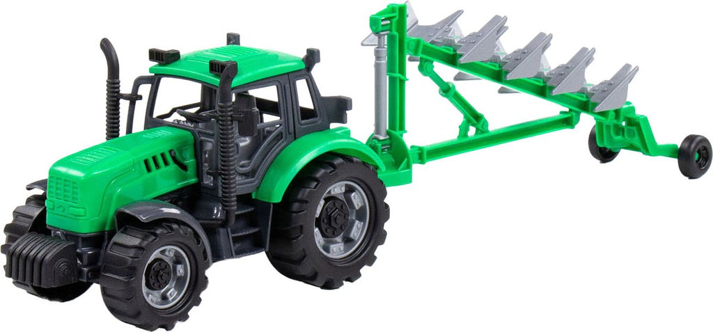 Cavallino tractor met ploeg groen, schaal 1:32