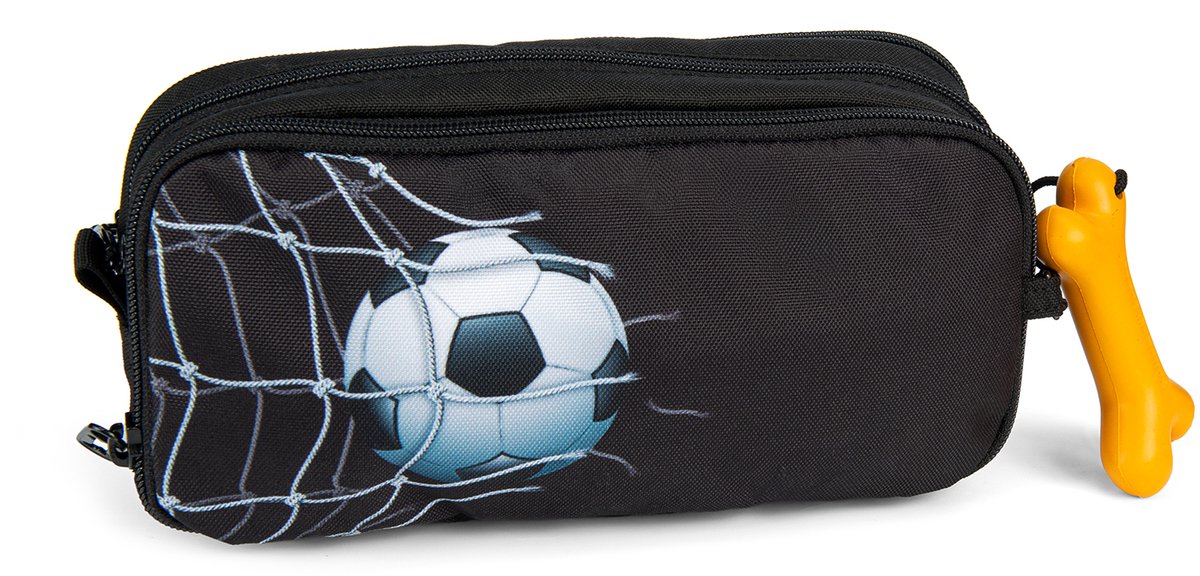 Stones And Bones - Stones And Bones rowan 2.0 - etui - pennenzak voor kinderen - 3 vakken - goalgetter - zwart