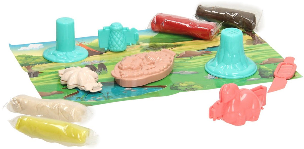 Lobbes kleisetje dino's - klei speelgoed voor kinderen - 4 kleuren.