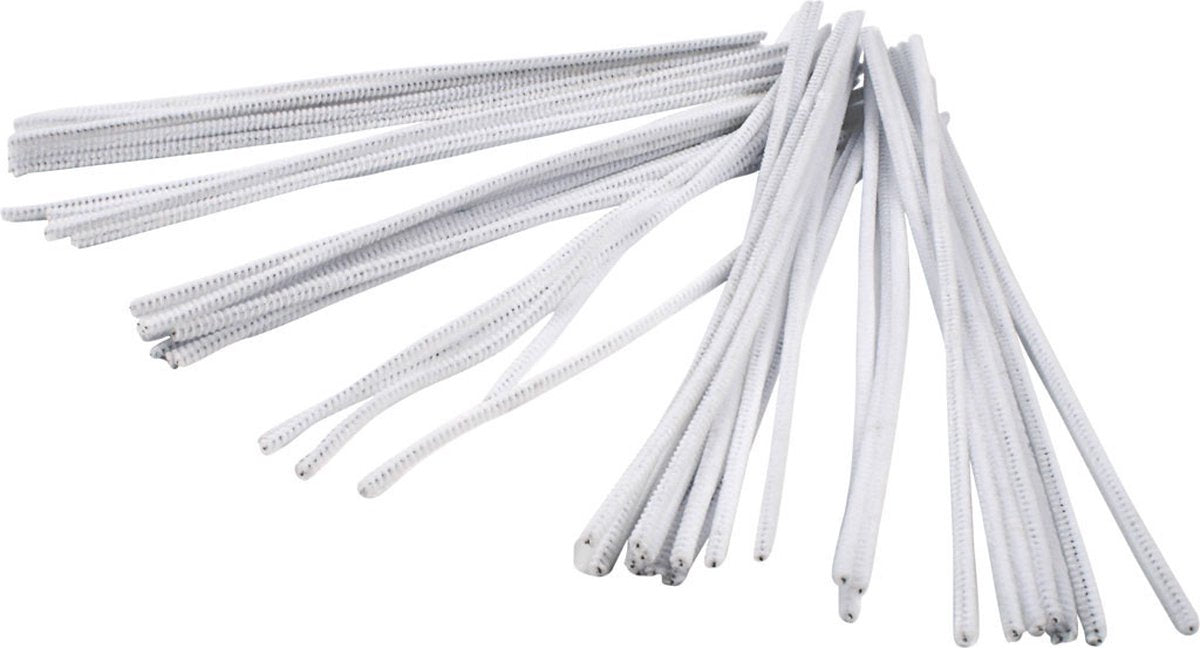 Creativ company creotime chenille draad 50 stuks 30 cm 6 mm wit