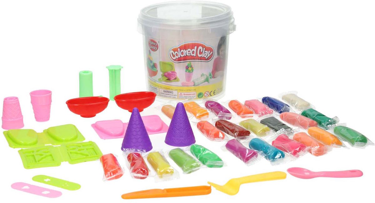 Lobbes Speelgoed- Lobbes SpeelgoedLobbes kleiset opbergbox ijsjes - 24 kleuren klei creatief speelgoed.