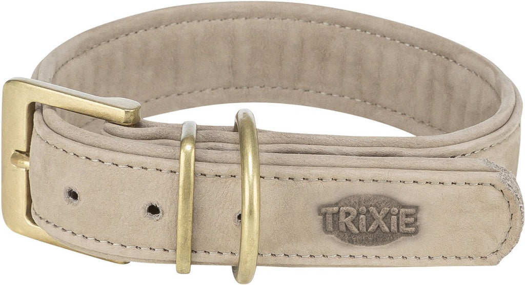 Trixie - halsband hond pure leer lichtgrijs