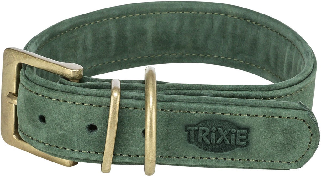 Trixie - halsband hond pure leer saliegroen