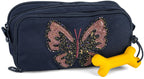 Stones And Bones - Stones And Bones rowan 2.0 - etui - pennenzak voor kinderen - 3 vakken - glitter butterfly - donkerblauw