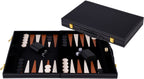 Engelhart - Engelhart Backgammon 18 inch - bruin & ivoor gestikt bord - zwarte koffer met handvat - luxe reiseditie -