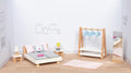 Goki poppenhuismeubeltjes: design slaapkamer, 18-delig, bed 12,7cm, beukenhout en stof, 3+