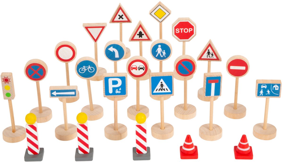 Small Foot - houten mini verkeersbordenset 25dlg.