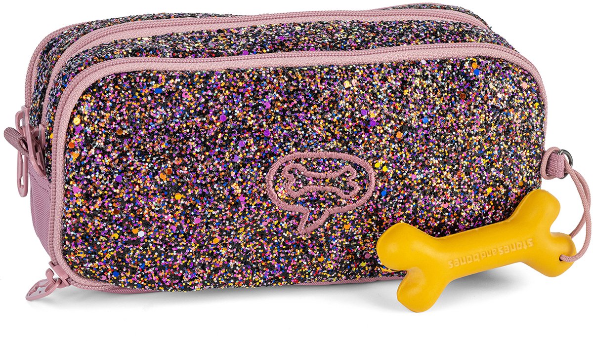 Stones And Bones - Stones And Bones rowan 2.0 - etui - pennenzak voor kinderen - 3 vakken - glamour - lila