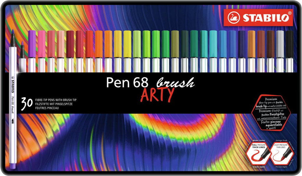 STABILO - STABILO pen 68 brush - viltstift - arty - metalen set 30 stuks