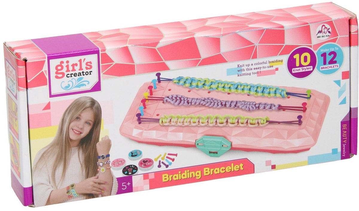 Lobbes Speelgoed- Lobbes SpeelgoedLobbes armbanden vlechten set roze - creatief speelgoed voor kinderen.