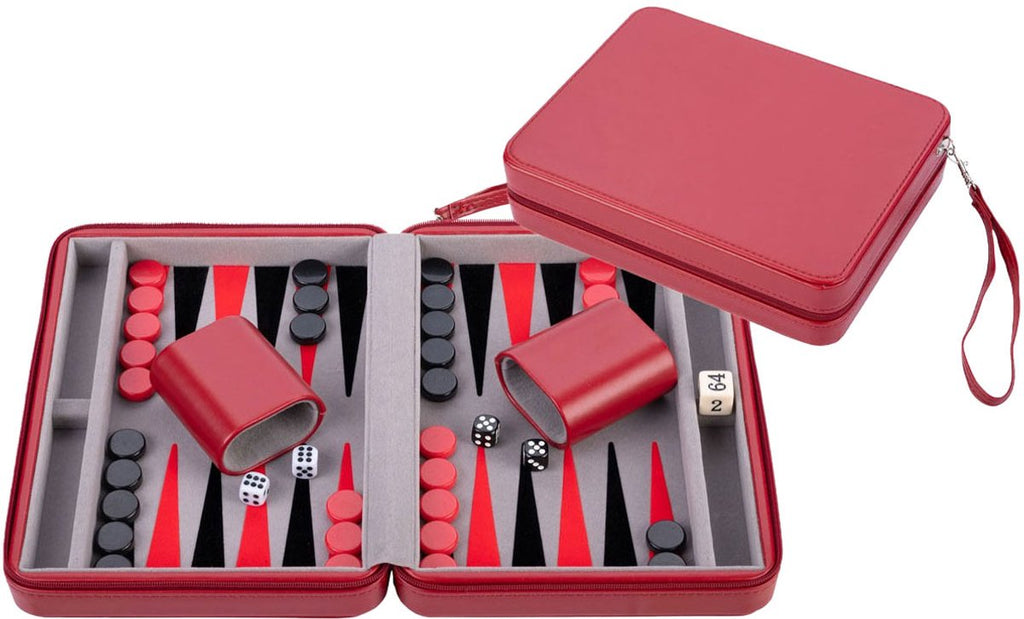 Engelhart - Engelhart Backgammon reisspel met rits - rood
