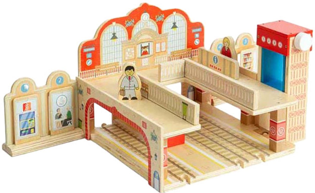 BIGJIGS - BIGJIGS Houten treinstation speelgoed -