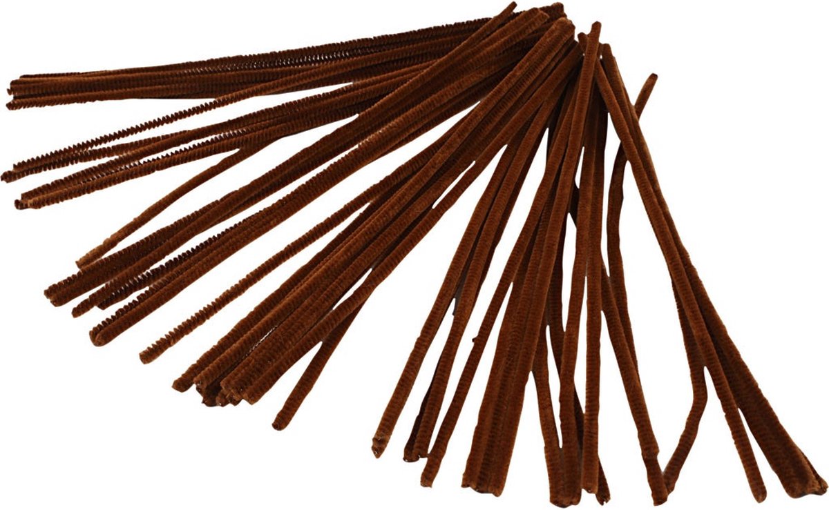 Creativ company creotime chenille draad 50 stuks 30 cm 6 mm bruin