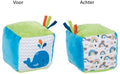 Goki - zachte kubus baby speelgoed met walvis en knisperfolie.