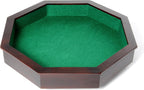 Longfield pitjesbak 8-hoekig - houten speelbak - ingelegd groen vilt - krijtborden voor score - 38,5 x 38,8 cm - engelhart