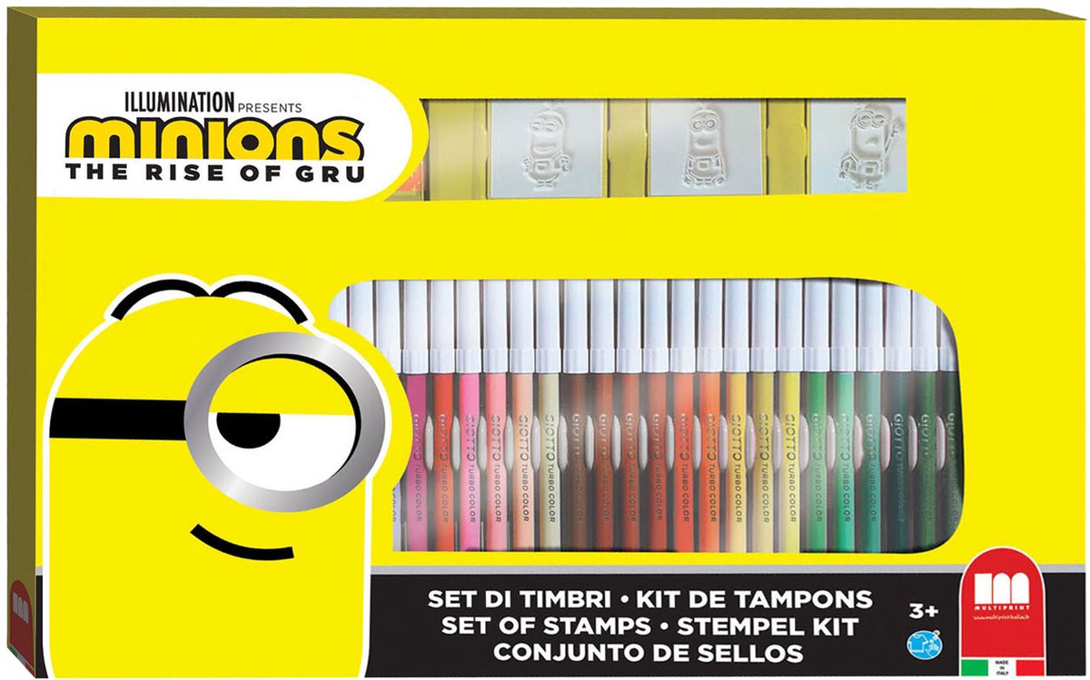 Multiprint - Multiprint minions kleurset met stempels - creatieve knutseldoos 41-delig.