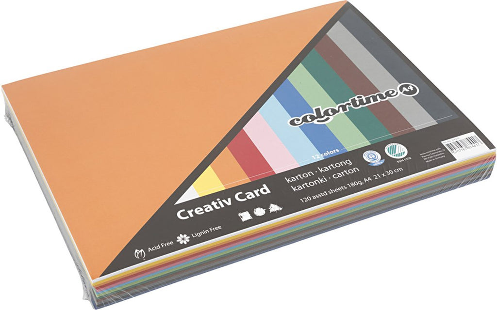 Colortime - Colortime Gekleurd karton a4 12 x 10 vellen