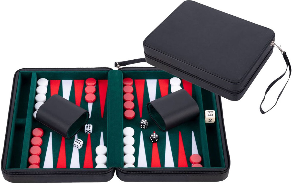 Engelhart - Engelhart Backgammon reisspel met rits - zwart