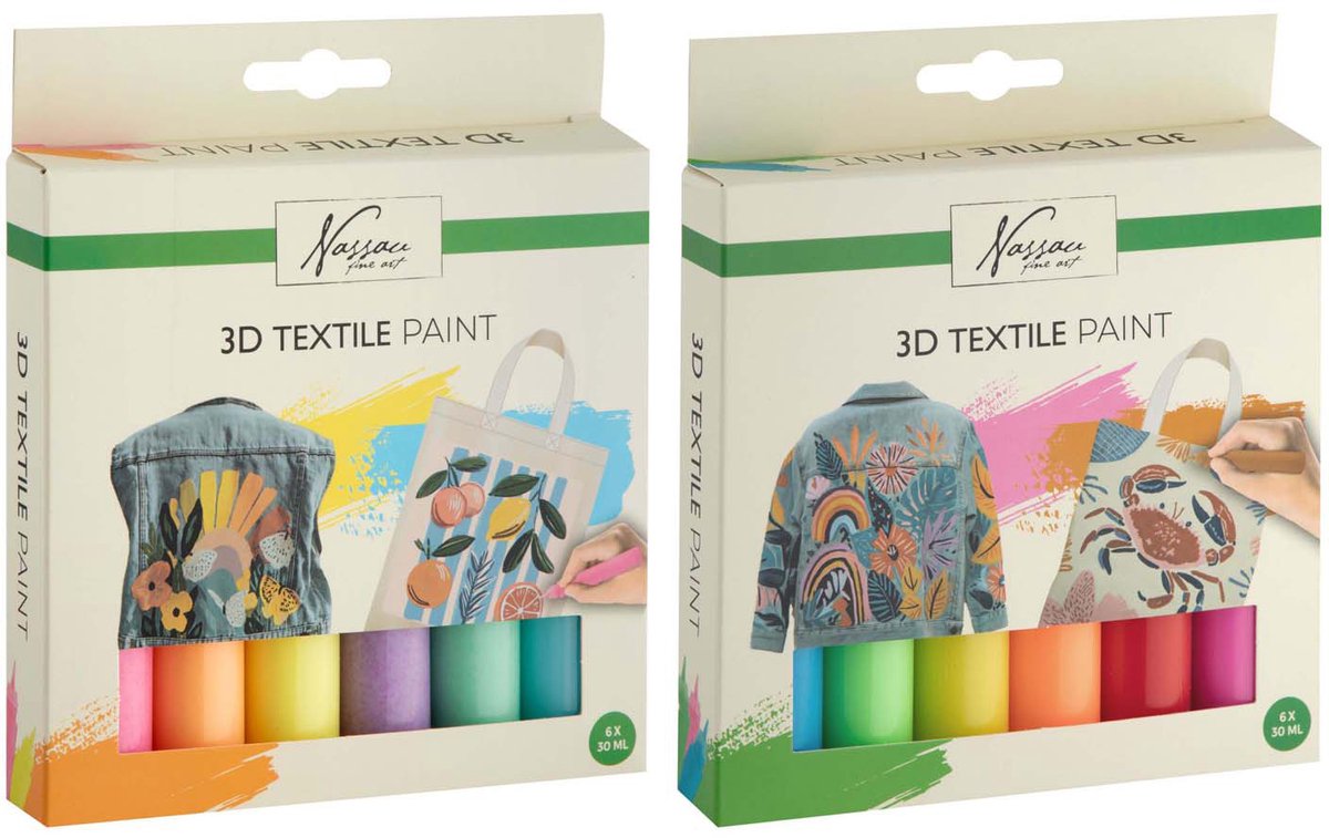 Creative Craft Group - Creative Craft Group Nassau 3d textielverf set - 6 stuks