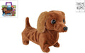 Take me home pluche loophond teckel 19cm speelgoed hond bruin.