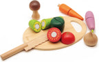 Classic world houten snijgroenten met mes en snijplank 16 dlg