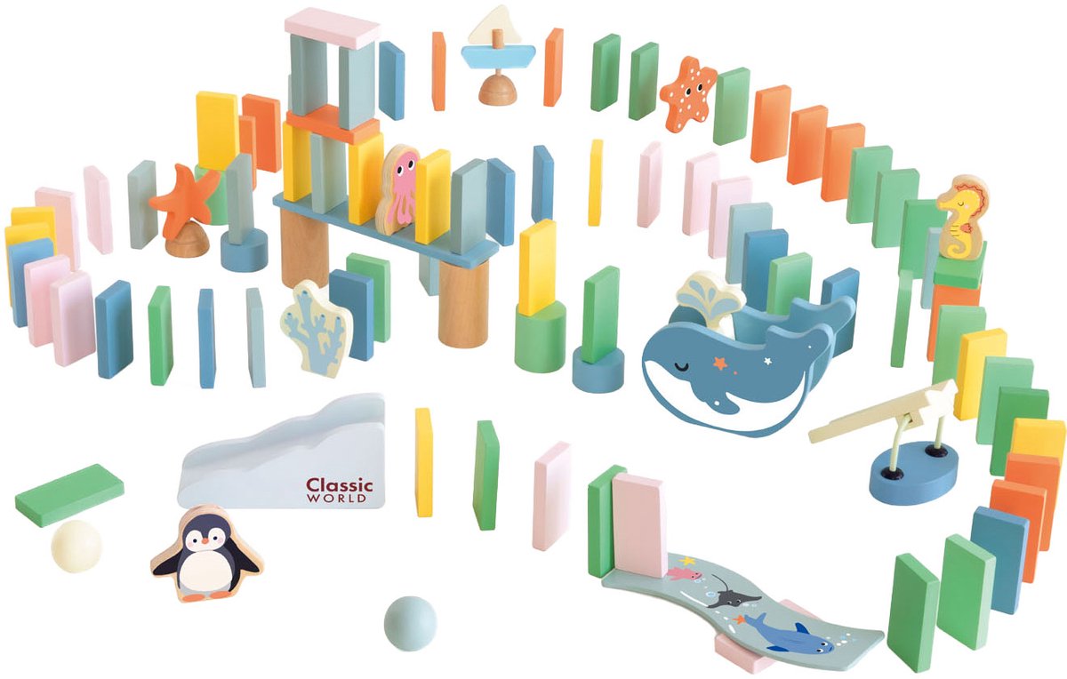 Classic World - houten domino oceaan - educatief speelgoed met 100 stenen.