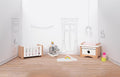 Goki poppenhuismeubeltjes: design kinderkamer, 12-delig, 10,2x6x5,5cm (bed), beukenhout en stof, 3+