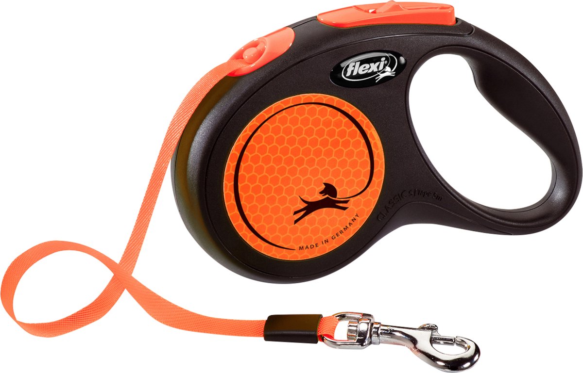 Flexi - rollijn new classic neon tape zwart / oranje
