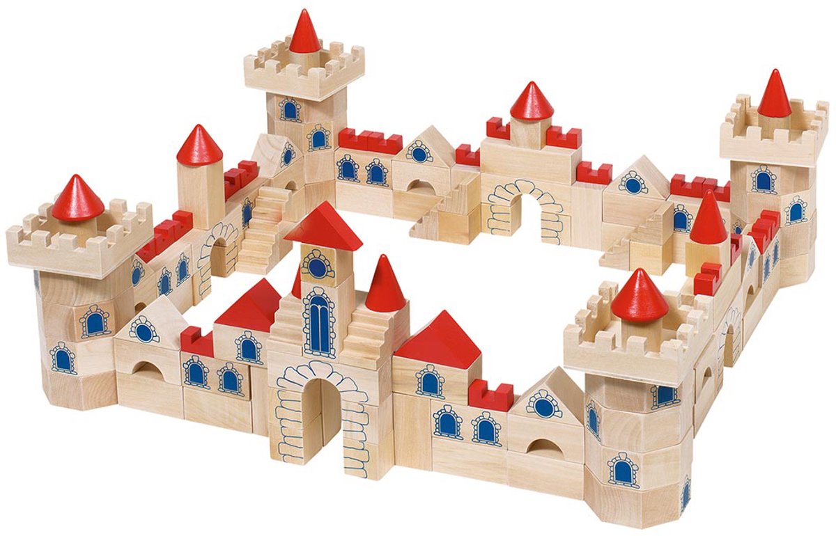 Goki houten bouwblokken kasteel, 145dlg.