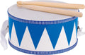 Goki houten trommel met stokken blauw wit