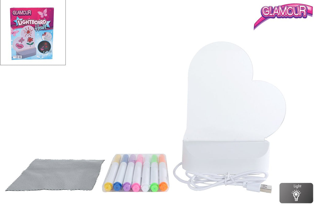 Van manen veenendaal bv glamour lichtbord hart met usb-aansluiting en 7 stiften