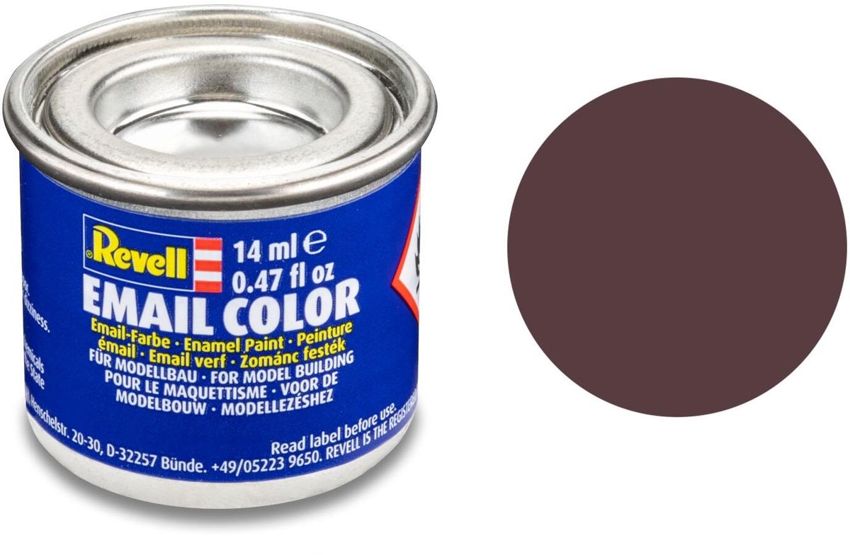 Revell - hobbyverf enamel verf - #84 leather brown - matt - ral8027 - enamel - verf potje - 14 ml