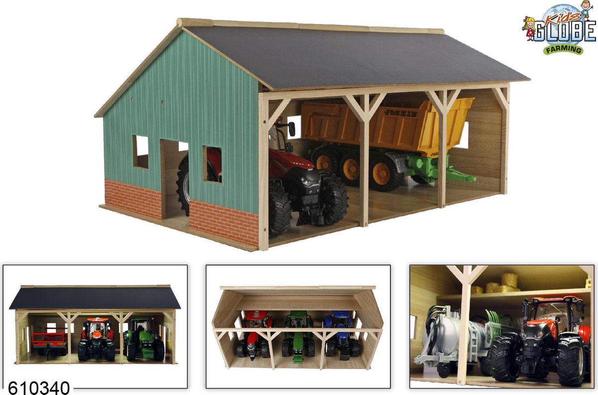 Kids GLOBE - Kids GLOBE landbouwloods hout voor 3 tractoren 1:16