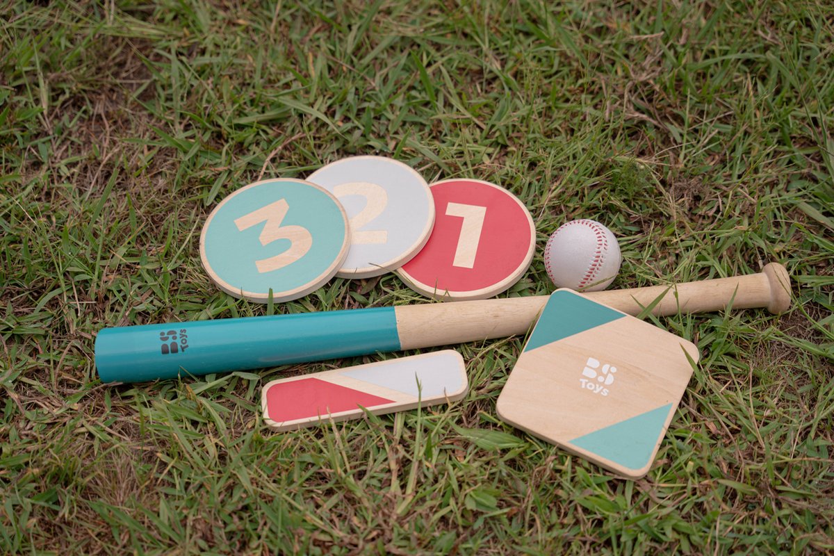 BS Toys - – honkbal startset – buitenspel – honkbalset van fsc hout – vanaf 8 jaar
