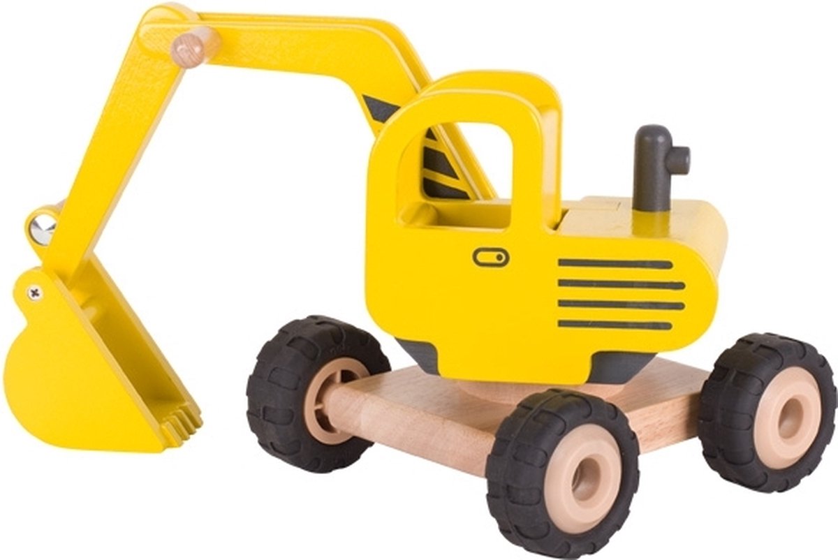 Goki houten graafmachine geel
