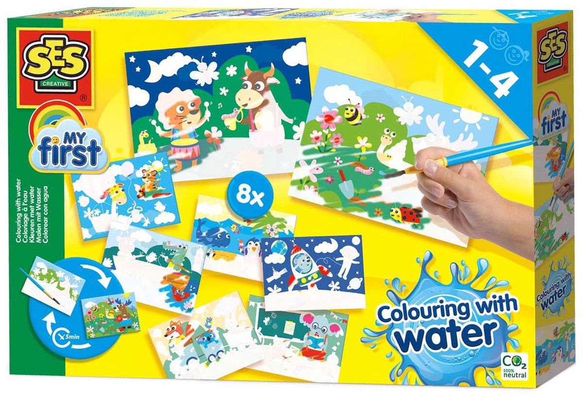 Ses creative ses my first - kleuren met water megaset verborgen dieren