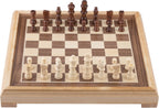 Engelhart - Engelhart Schaakset 40x40 cm – luxe houten schaakbord ingelegd esdoorn & walnoot fineer – koning 77 mm – met opbergsysteem – inclusief colourbox – houten schaakstukken & bord –